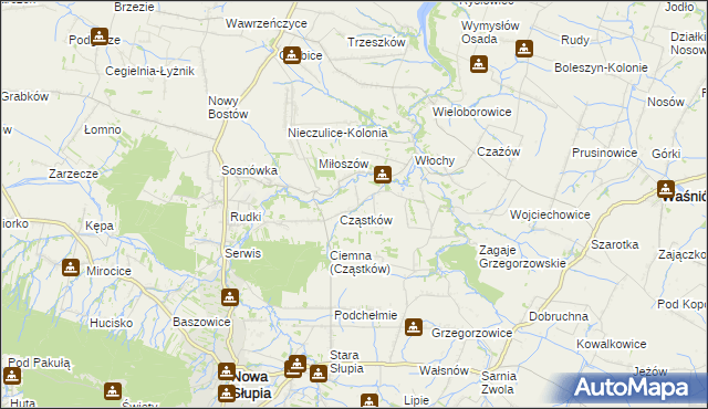 mapa Pokrzywianka gmina Nowa Słupia, Pokrzywianka gmina Nowa Słupia na mapie Targeo