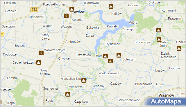 mapa Pokrzywnica gmina Pawłów, Pokrzywnica gmina Pawłów na mapie Targeo