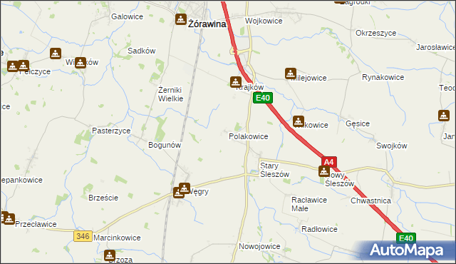mapa Polakowice, Polakowice na mapie Targeo