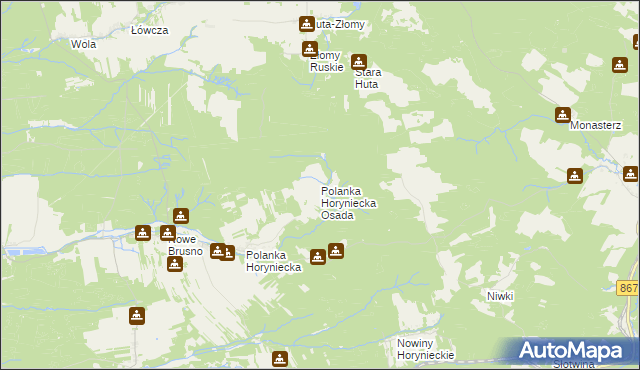 mapa Polanka Horyniecka Osada, Polanka Horyniecka Osada na mapie Targeo