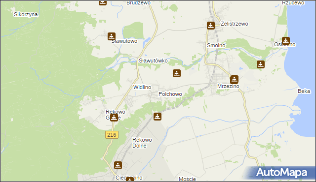 mapa Połchowo gmina Puck, Połchowo gmina Puck na mapie Targeo