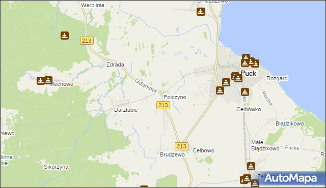 mapa Połczyno gmina Puck, Połczyno gmina Puck na mapie Targeo