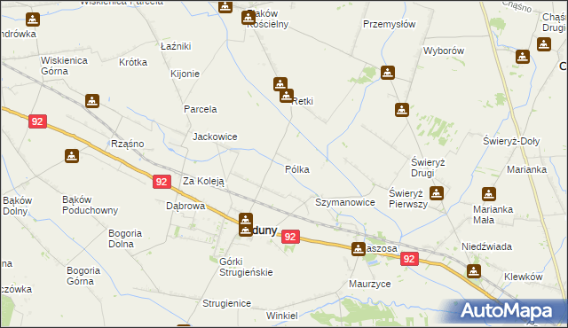 mapa Pólka gmina Zduny, Pólka gmina Zduny na mapie Targeo