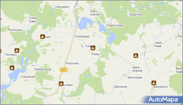 mapa Pólko gmina Prabuty, Pólko gmina Prabuty na mapie Targeo