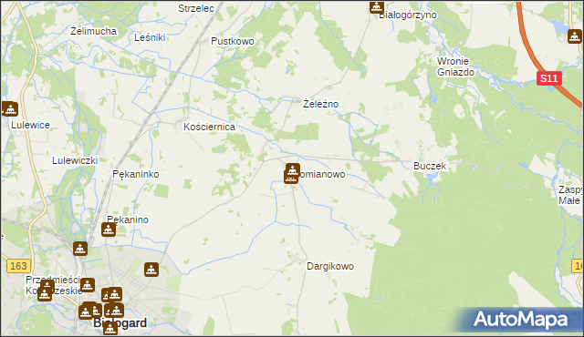 mapa Pomianowo gmina Białogard, Pomianowo gmina Białogard na mapie Targeo