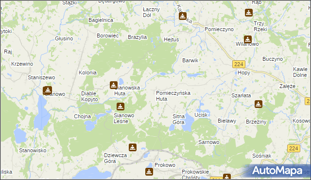 mapa Pomieczyńska Huta, Pomieczyńska Huta na mapie Targeo