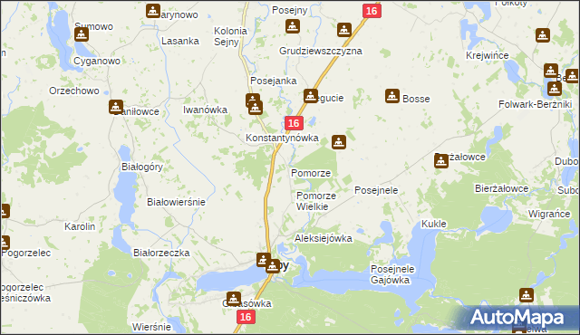 mapa Pomorze gmina Giby, Pomorze gmina Giby na mapie Targeo