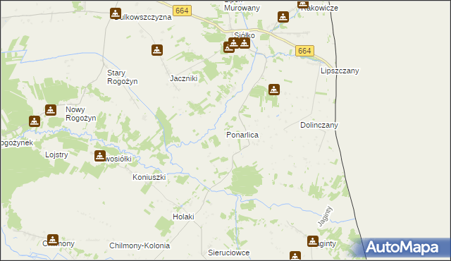 mapa Ponarlica, Ponarlica na mapie Targeo