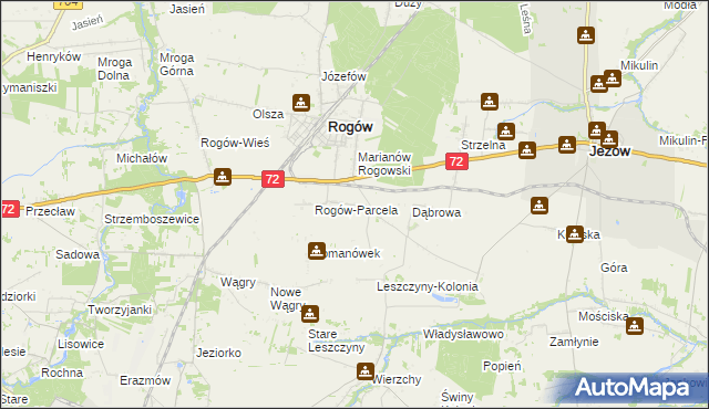 mapa Popień gmina Rogów, Popień gmina Rogów na mapie Targeo