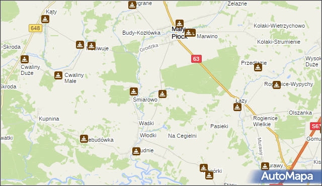 mapa Popki gmina Mały Płock, Popki gmina Mały Płock na mapie Targeo