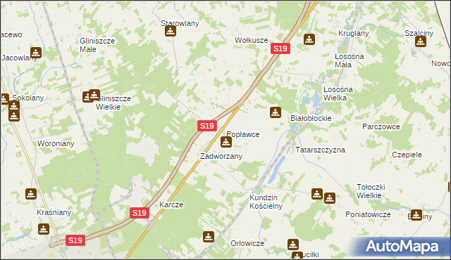 mapa Popławce, Popławce na mapie Targeo