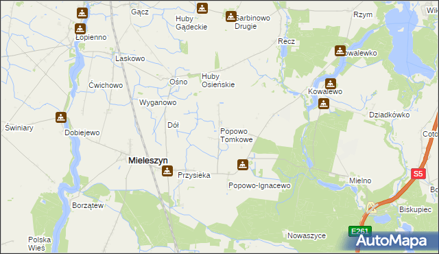 mapa Popowo Tomkowe, Popowo Tomkowe na mapie Targeo