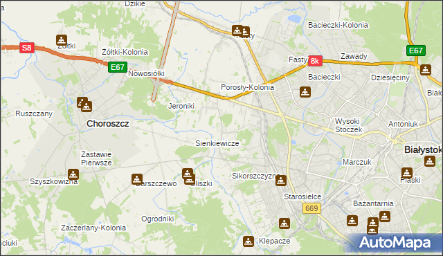 mapa Porosły, Porosły na mapie Targeo