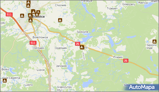mapa Porost, Porost na mapie Targeo