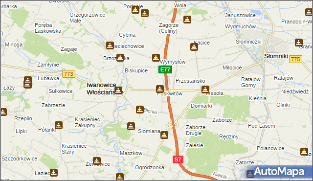 mapa Poskwitów, Poskwitów na mapie Targeo