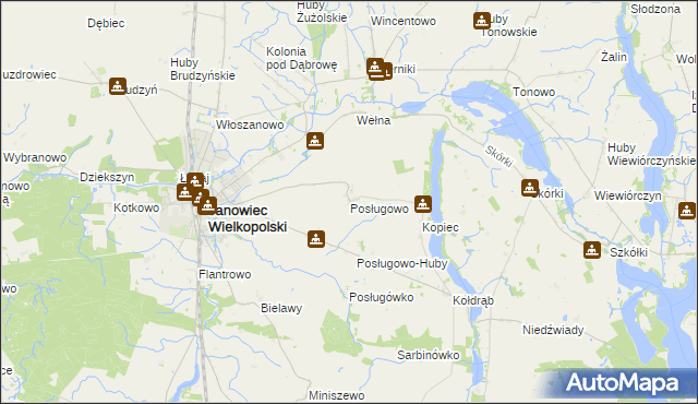 mapa Posługowo, Posługowo na mapie Targeo