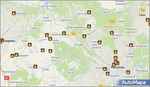 mapa Postęp, Postęp na mapie Targeo