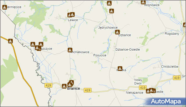 mapa Posucice, Posucice na mapie Targeo