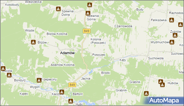 mapa Potoczek gmina Adamów, Potoczek gmina Adamów na mapie Targeo