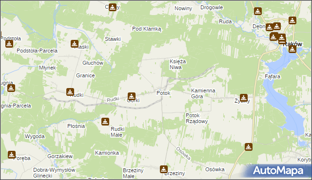 mapa Potok gmina Szydłów, Potok gmina Szydłów na mapie Targeo