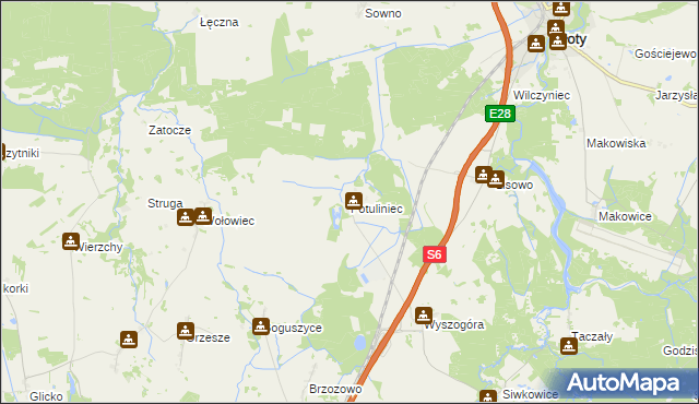 mapa Potuliniec, Potuliniec na mapie Targeo