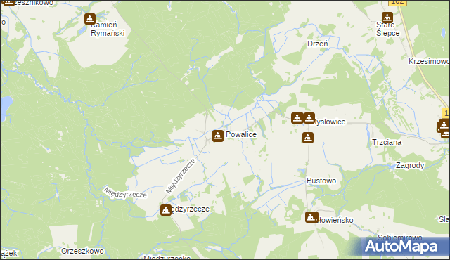 mapa Powalice gmina Sławoborze, Powalice gmina Sławoborze na mapie Targeo