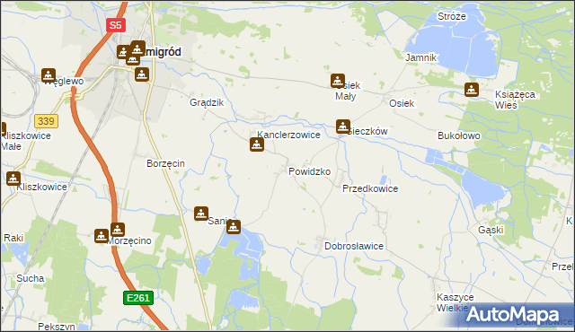 mapa Powidzko, Powidzko na mapie Targeo
