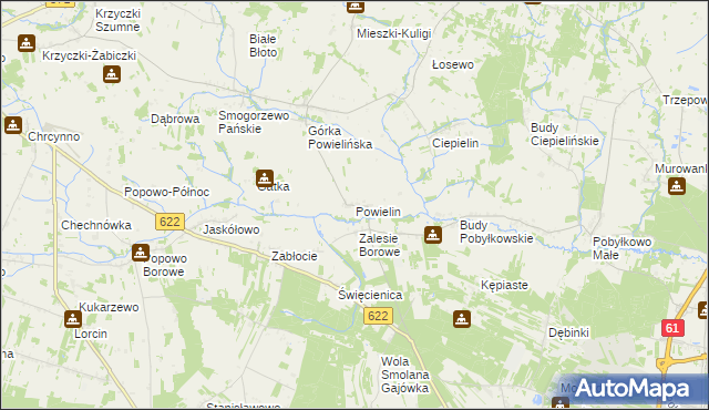 mapa Powielin, Powielin na mapie Targeo