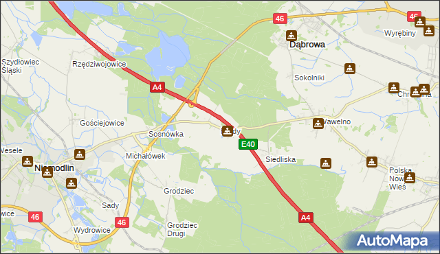 mapa Prądy gmina Dąbrowa, Prądy gmina Dąbrowa na mapie Targeo