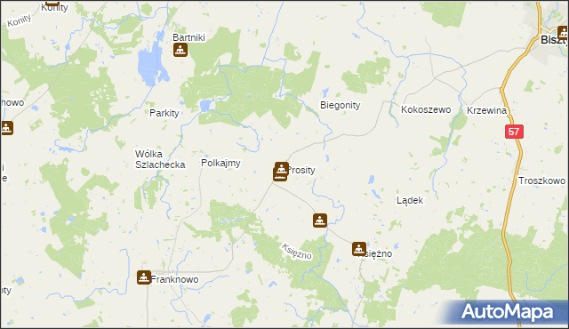 mapa Prosity, Prosity na mapie Targeo