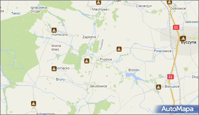 mapa Proślice, Proślice na mapie Targeo