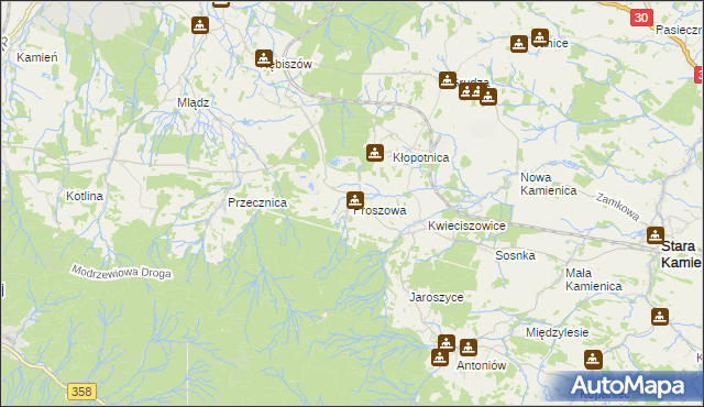 mapa Proszowa, Proszowa na mapie Targeo