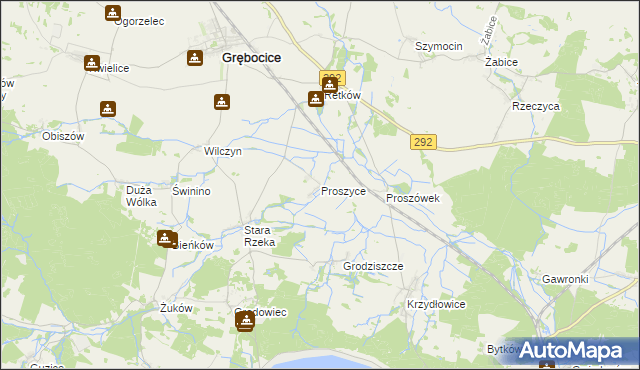 mapa Proszyce, Proszyce na mapie Targeo