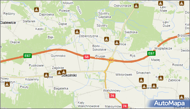 mapa Prusak, Prusak na mapie Targeo