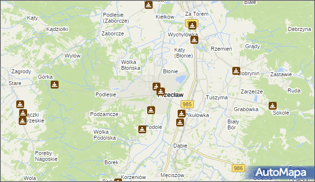mapa Przecław powiat mielecki, Przecław powiat mielecki na mapie Targeo