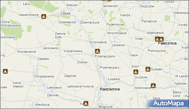 mapa Przemęczanki, Przemęczanki na mapie Targeo