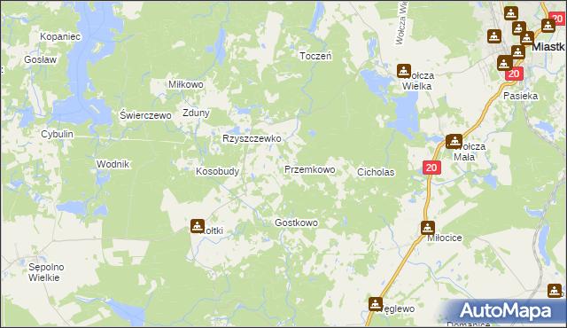 mapa Przemkowo gmina Miastko, Przemkowo gmina Miastko na mapie Targeo