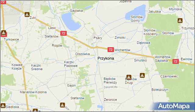 mapa Przykona, Przykona na mapie Targeo