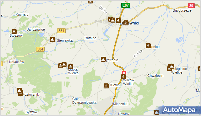 mapa Przystronie gmina Łagiewniki, Przystronie gmina Łagiewniki na mapie Targeo