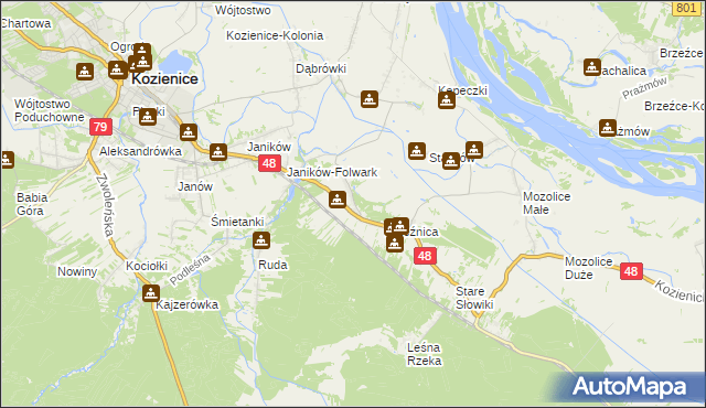 mapa Psary gmina Kozienice, Psary gmina Kozienice na mapie Targeo