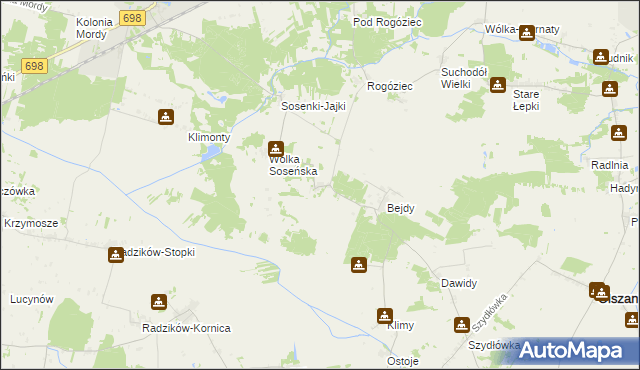 mapa Ptaszki, Ptaszki na mapie Targeo