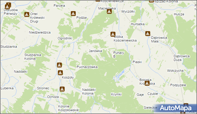 mapa Puhary A, Puhary A na mapie Targeo
