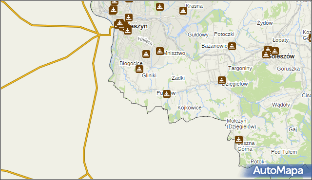 mapa Puńców, Puńców na mapie Targeo