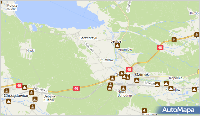 mapa Pustków gmina Ozimek, Pustków gmina Ozimek na mapie Targeo