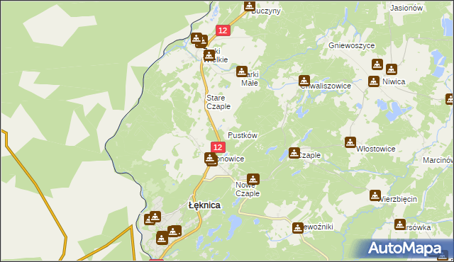 mapa Pustków gmina Trzebiel, Pustków gmina Trzebiel na mapie Targeo