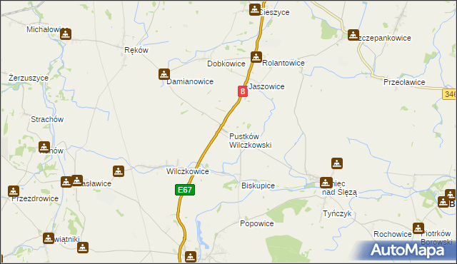 mapa Pustków Wilczkowski, Pustków Wilczkowski na mapie Targeo