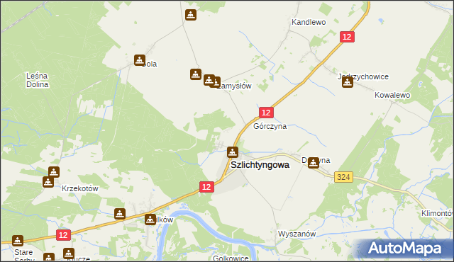 mapa Puszcza gmina Szlichtyngowa, Puszcza gmina Szlichtyngowa na mapie Targeo