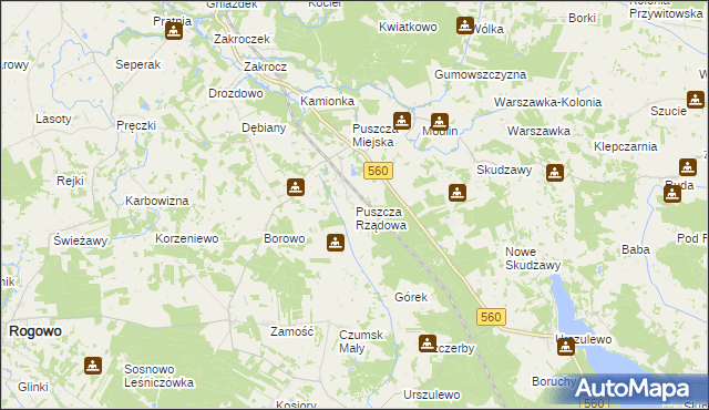 mapa Puszcza Rządowa, Puszcza Rządowa na mapie Targeo