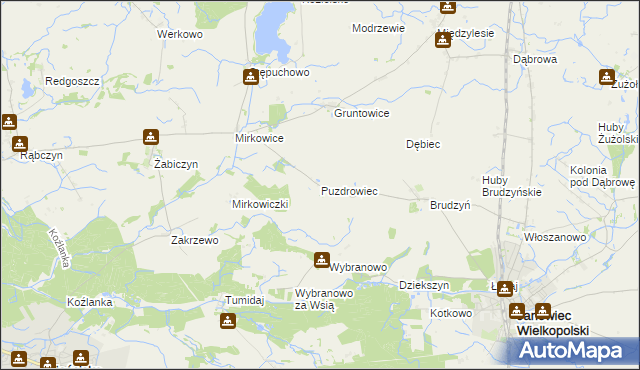 mapa Puzdrowiec, Puzdrowiec na mapie Targeo