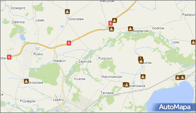 mapa Pyszczyn gmina Żarów, Pyszczyn gmina Żarów na mapie Targeo